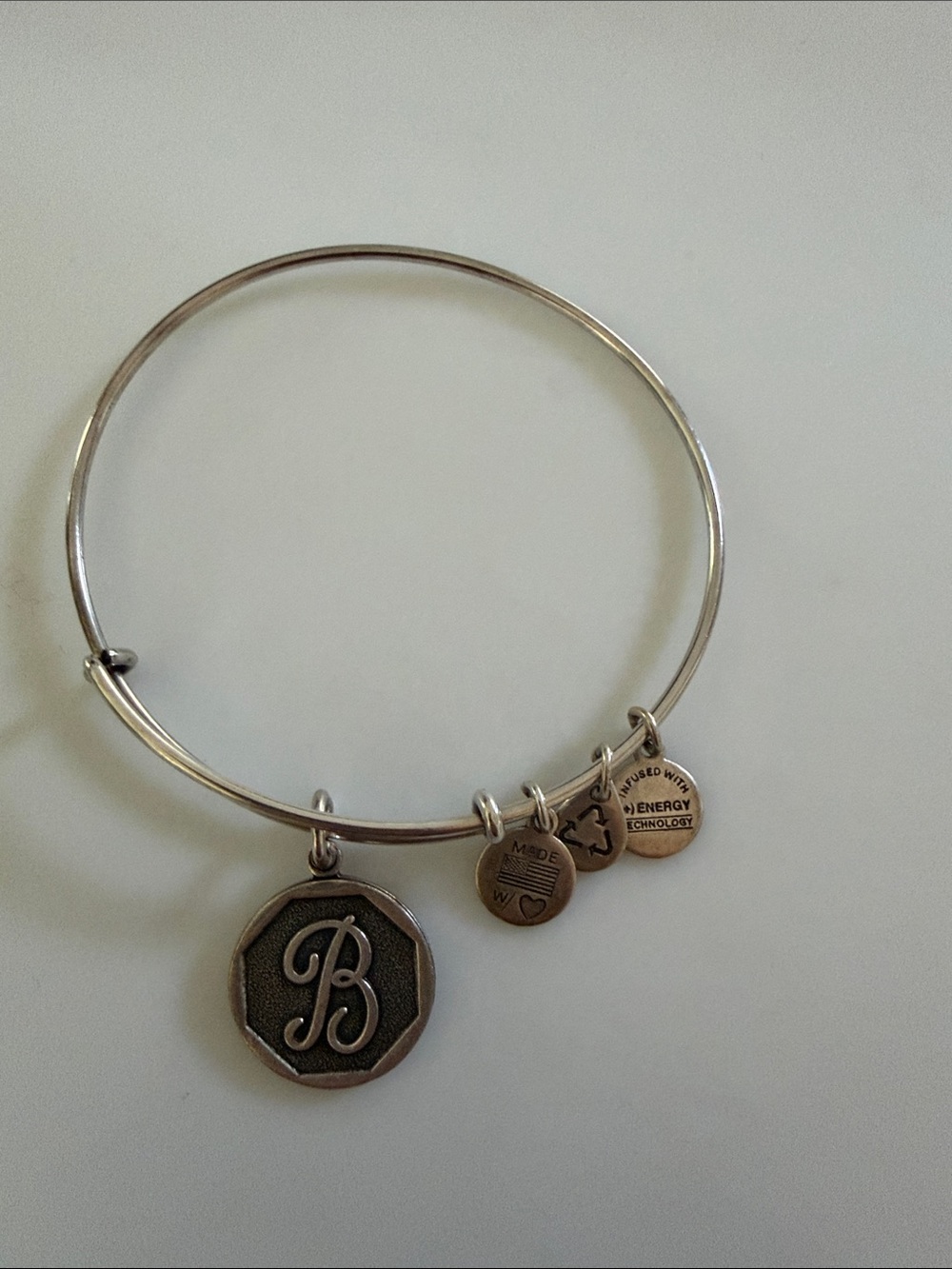 Alex and Ani Silver Initial B Charm Bracelet